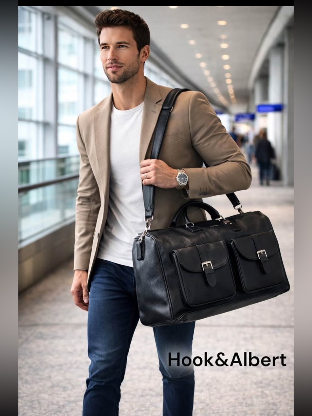 HOOK + ALBERT
Black Leather Garment Weekender Bag